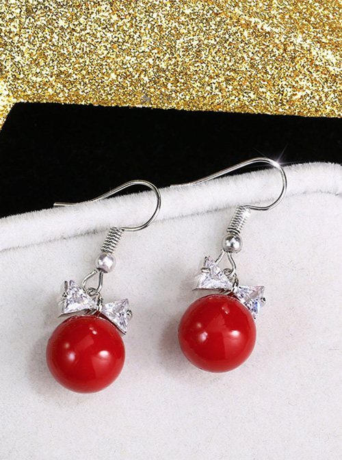 Delicate Minimalist Bowknot Red Pearl Earrings