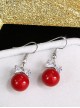 Delicate Minimalist Bowknot Red Pearl Earrings