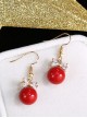 Delicate Minimalist Bowknot Red Pearl Earrings