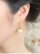 Delicate Minimalist Crown White Pearl Earrings