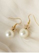 Delicate Minimalist Crown White Pearl Earrings