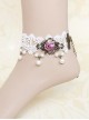 White Lace Rose Classic Lolita Pink-purple Anklet