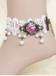 White Lace Rose Classic Lolita Pink-purple Anklet