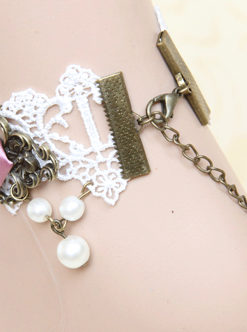 White Lace Rose Classic Lolita Pink-purple Anklet