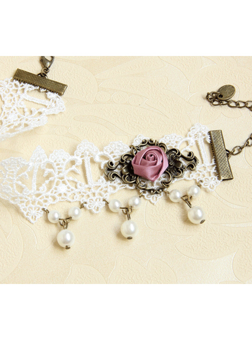 White Lace Rose Classic Lolita Pink-purple Anklet