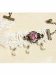 White Lace Rose Classic Lolita Pink-purple Anklet