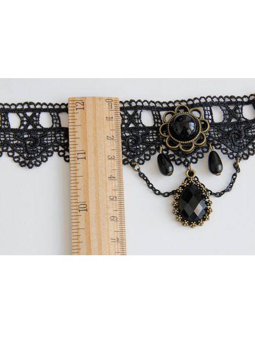 Retro Black Lace Concise Pendant Gothic Lolita Anklet