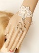 White Pearl Lace Bride Wedding Crystal Pendant Lolita Bracelet