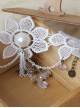 White Pearl Lace Bride Wedding Crystal Pendant Lolita Bracelet