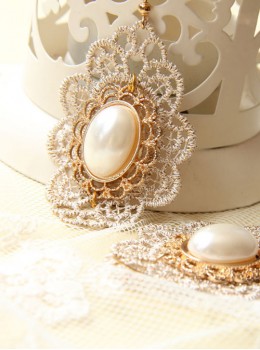 Baroque Palace Style Vintage Pearl Lace Earrings