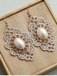 Baroque Palace Style Vintage Pearl Lace Earrings