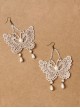 Baroque Palace Style Lace Pearls Butterfly Lolita Earrings