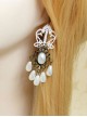 White Lace Pearl Bridal Classic Lolita Earrings