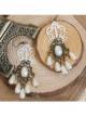 White Lace Pearl Bridal Classic Lolita Earrings