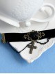 Velvet Vintage Crucifix Black Rose Elegant Gothic Lolita Bracelet