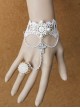 Retro Palace Style White Lace Crucifix Pendant Lolita Bracelet And Ring Set