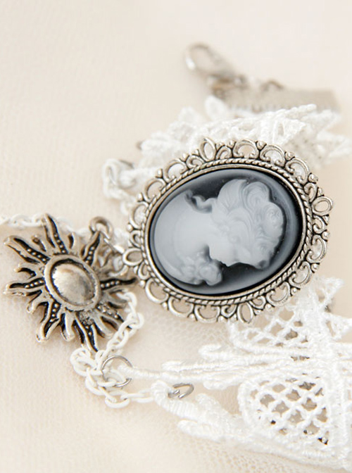 Baroque Style Retro Wedding White Lace Lolita Bracelet And Ring Set