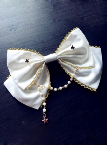 Rice-white Bead Chain Classic Lolita Bowknot Tie