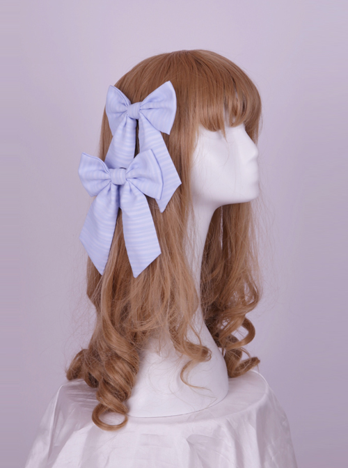 Soft Stripe Chiffon Big Bowknot Sweet Lolita Hair Pin