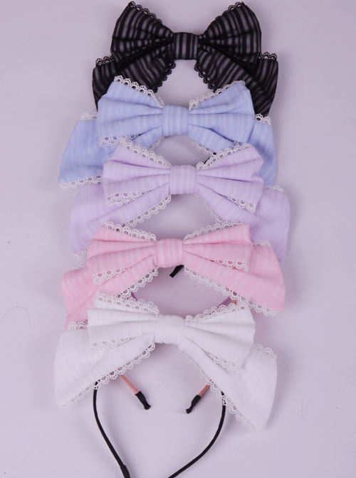 Soft Stripe Chiffon Big Bowknot Sweet Lolita Hair Pin