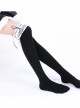 White Lace Black Lovely Slim Lolita Knee Socks