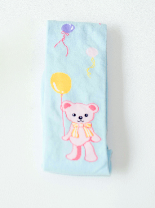 Pink Fashion Cute Bear Pattern Lolita Knee Socks