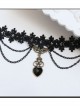 Fashion Black Lace Sweet Peach Heart Lolita Necklace