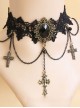 Fashion Black Lace Bronzing Crucifix Lolita Necklace