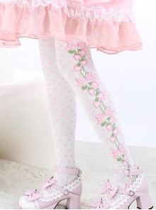 Pink Strawberry Lovely White Fashion Sweet Lolita Knee Stockings