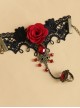 Rose Crystal Black Lace Elegant Gothic Lolita Bracelet