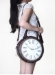 Dark Brown Retro Clock Prototype Lace Lolita Handbag