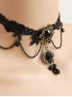 Black Woven Flowers Lace Gothic Lolita Necklace