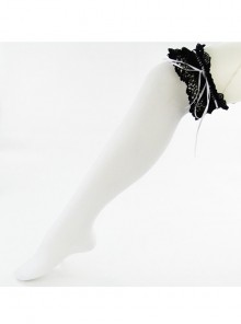 Black Lace White Lovely Slim Sweet Lolita Knee Stockings