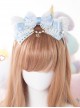 White Cat Ears Pearl Lace Bowknot Bead Chain Sweet Lolita Head Band