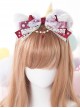 White Cat Ears Pearl Lace Bowknot Bead Chain Sweet Lolita Head Band