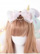 White Cat Ears Pearl Lace Bowknot Bead Chain Sweet Lolita Head Band