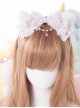 White Cat Ears Pearl Lace Bowknot Bead Chain Sweet Lolita Head Band