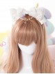 White Cat Ears Pearl Lace Bowknot Bead Chain Sweet Lolita Head Band