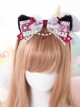 Black Cat Ears Pearl Lace Bowknot Bead Chain Sweet Lolita Head Band