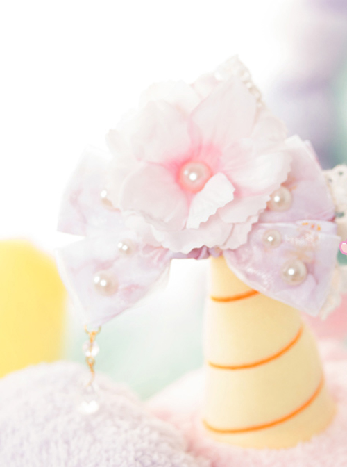 Emulation Floral Lace Bowknot Pearl Sweet Lolita Hairpin