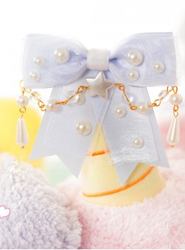 Pearl Bowknot Little Star Pearl Chain Sweet Lolita Hairpin