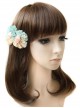 Sweet Light Yellow And Mint Color Mixed Color Flower Lolita Hairpin