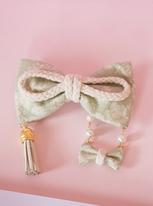 Japanese Style Light Green Bowknot Swing Pendant Lolita Hairpin