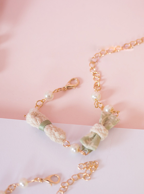 Japanese Style Light Green Small Bowknot Lolita Hand Chain