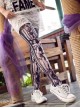 Punk Gothic Black Lace Printing Lolita Pantyhose