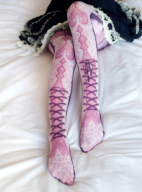 Lovely Lace Printing Lolita Pantyhose