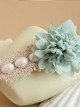 Mint Blue Flower Lace Pearl Lolita Hairpin