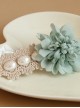 Mint Blue Flower Lace Pearl Lolita Hairpin