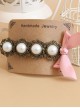 Handmade Classical Pearls Pink Bowknot Lolita Hairpin