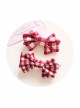 Hand Made Fashion Red Lattices Bowknot Sweet Lolita Hairpins